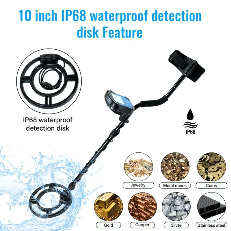 MD8010-2 Metal Detector Underground Depth Search Gold Finder 10Inch Waterproof Coil High Sensitive Pinpointer Treasure Detecting