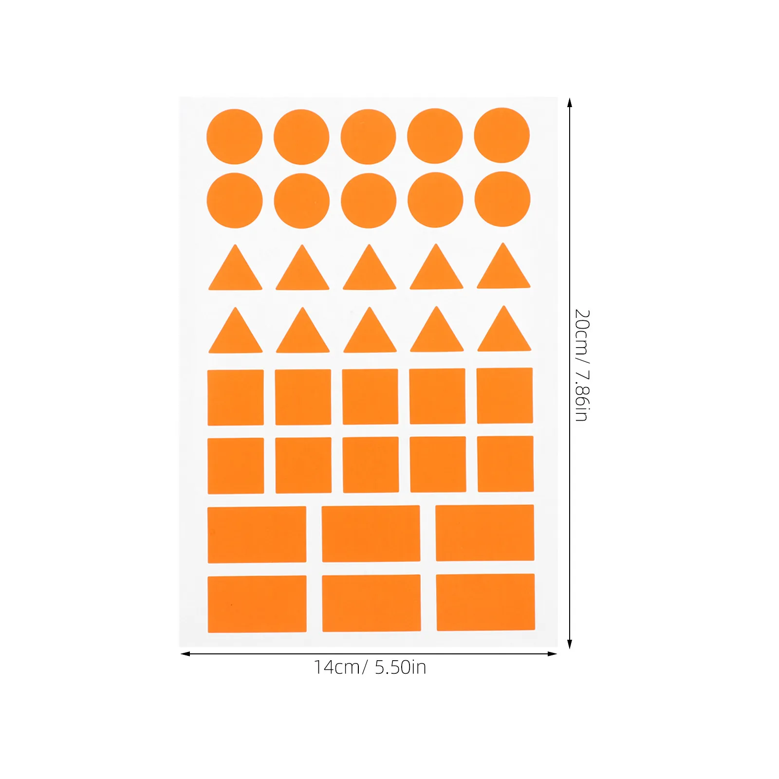 20Sheets Orange Assorted Geometric Stickers Triangle Square Rectangle Circle Self Adhesive Labels for Office Home Organization