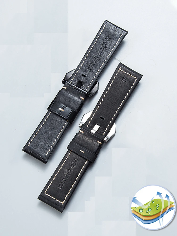 Frosted calfskin strap 20 22 24MM Substitute Tissot Longines Panerheidai Crazy Horse leather leather wristband