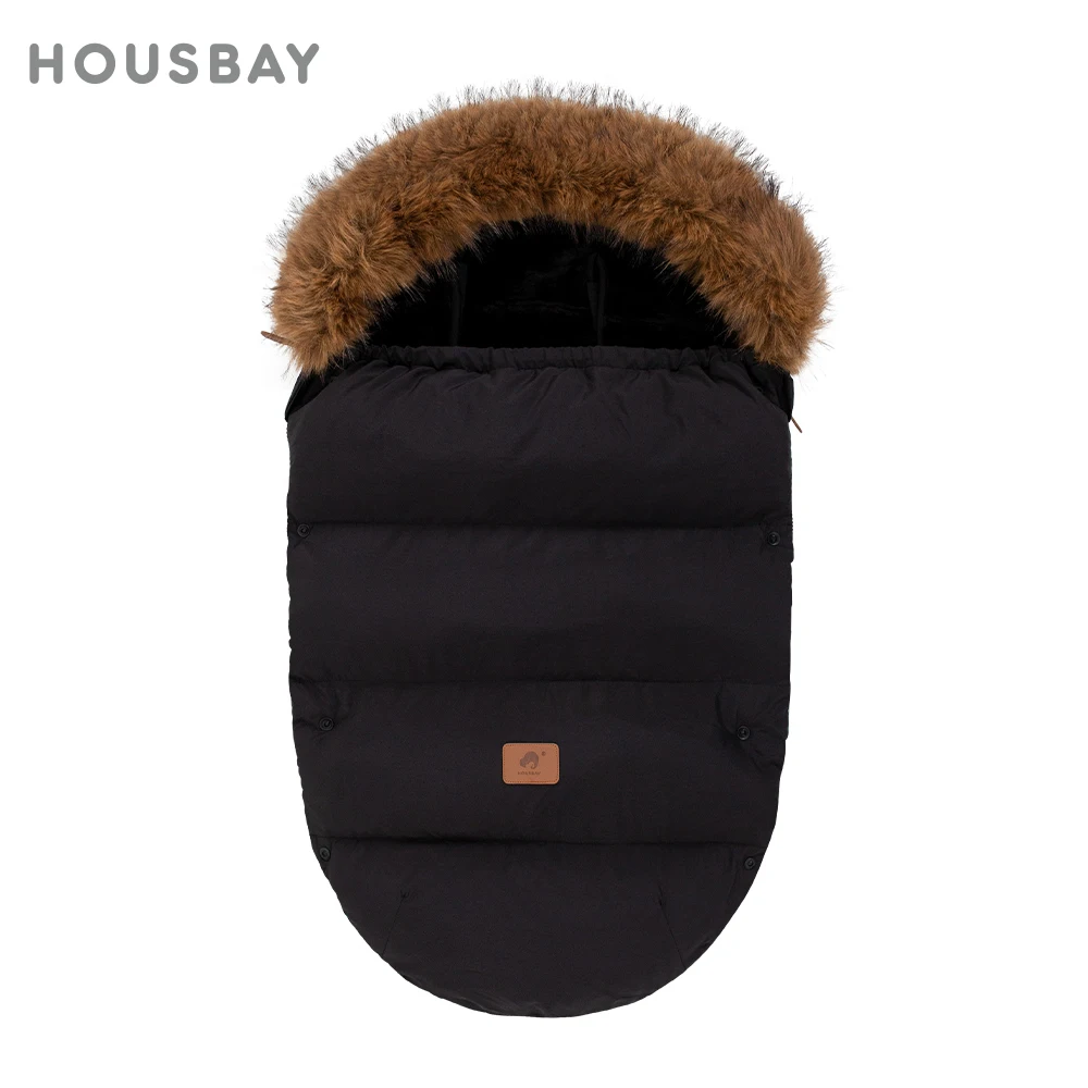 Baby Footmuff In Stroller Winter Warm Socks For 0-24 Months Removable Fur Collar Black Baby Stroller Accessory Photography Prop