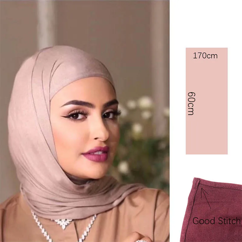 Mujeres musulmanas Jersey Hijab Bufanda Elástico Modal Algodón Hijabs Liso Turbante suave Envolturas para la cabeza Islámico África Pañuelo para la