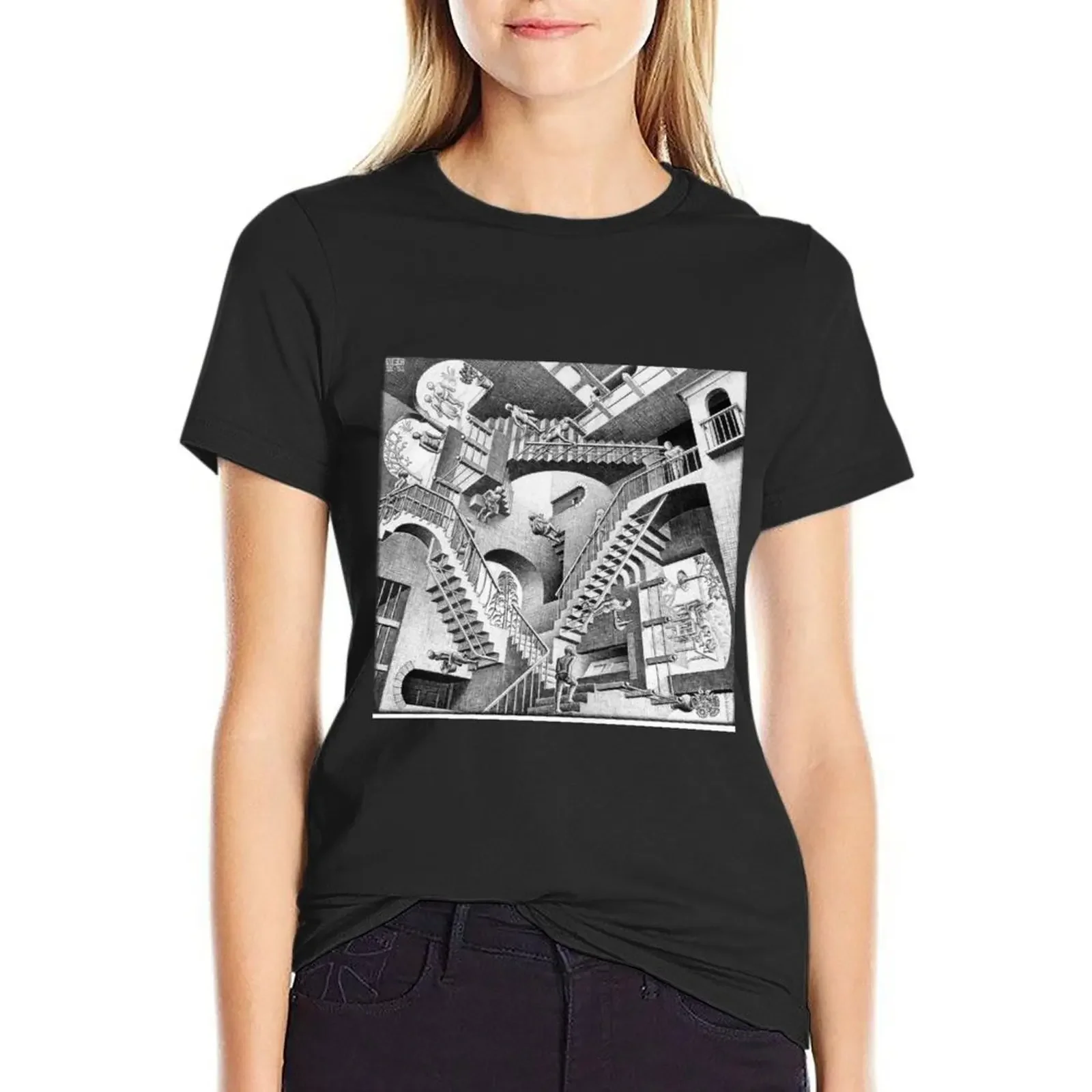 Relativity by Maurits Cornelis Escher T-Shirt summer clothes tops t-shirt dress for Women graphic