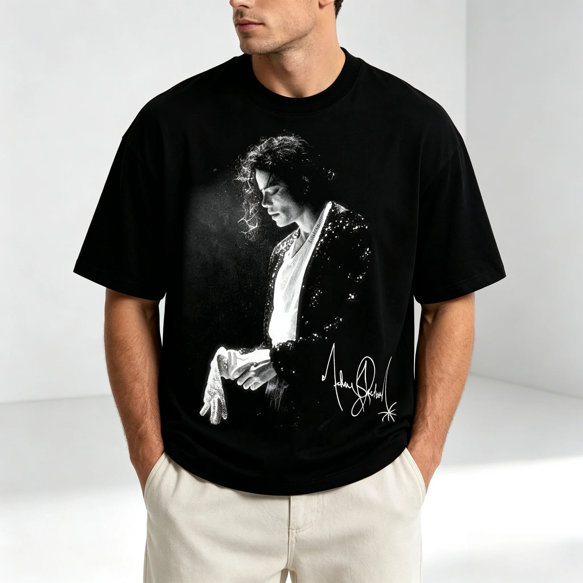 2026 New Design - Paying Tribute To Michael Jackson - Printed Short-Sleeved Loose Round-neck Cotton Shirt for Men and Women