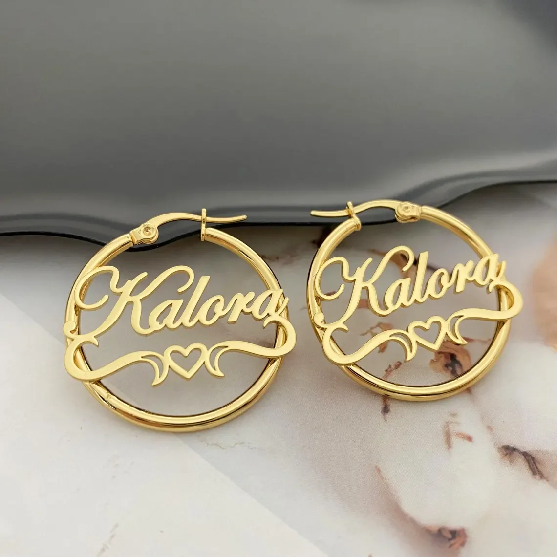 Customized Name Necklace Earring Jewelry Sets for Kids Women Stainless Steel Personalized Name Set Cuban Chain Christmas Gift