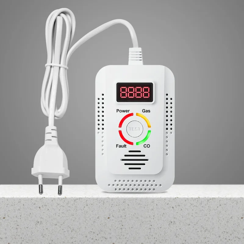 Natural Gas Detector And Carbon Monoxide CO Detector,Combustible Gas Detector Monitor For Co, Methane In Kitchen-EU Plug