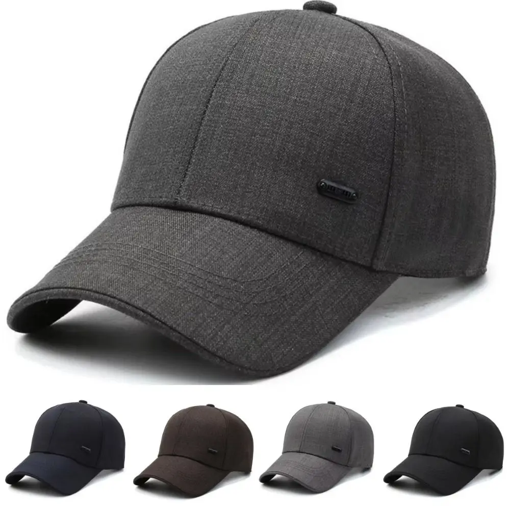 Outdoor Men's Suit Material Baseball Cap Casual Korean Style Round Top Bent Brim Hat Visors Adjustable Baseball Hats