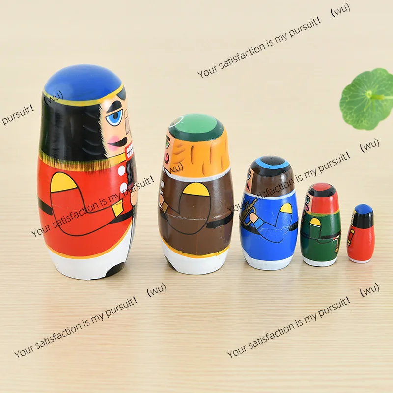 Five-layer walnut soldier walnut nesting doll wooden craft gift teaching aid graduation design