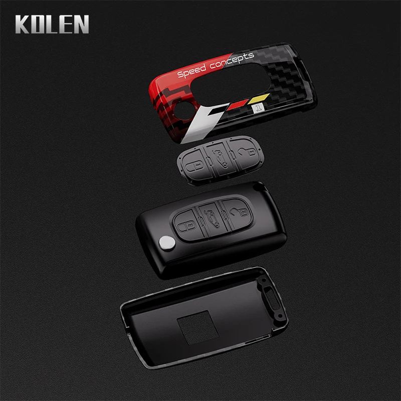 ABS Carbon Fiber Car Key Case Cover For Peugeot 107 207 307 308 407 408 607 3008 5008 For Citroen Xsara Picasso C3 C4 C5 C6 C8