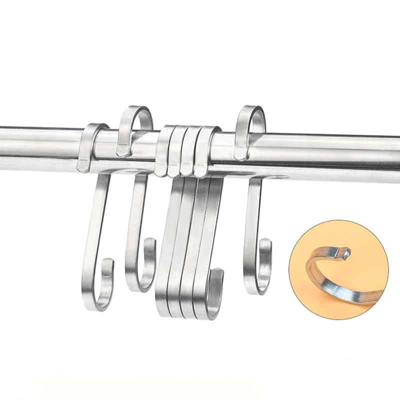 5PC Stainless Steel S-Shape Hook Clothes Bags Towel Hanging Rack Door Hook Kitchen Bedroom Railing S Hanger Hooks Storage Hanger
