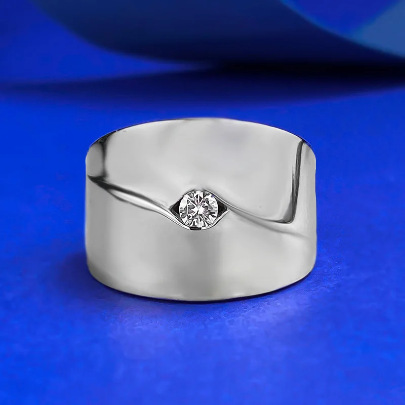 

925 Sterling Silver Cubic Zirconia Vintage Design Half Eternity Band Hammered Statement Rings for Women