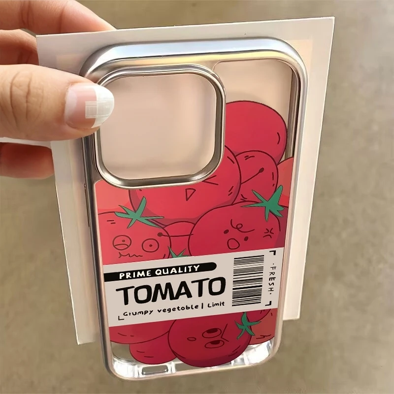 Capa de Celular Grumpy Tomato Label para iPhone 17 Air 16 15 14 13 12 11 Pro Max Plus X Xs XR Capa Macia Coque