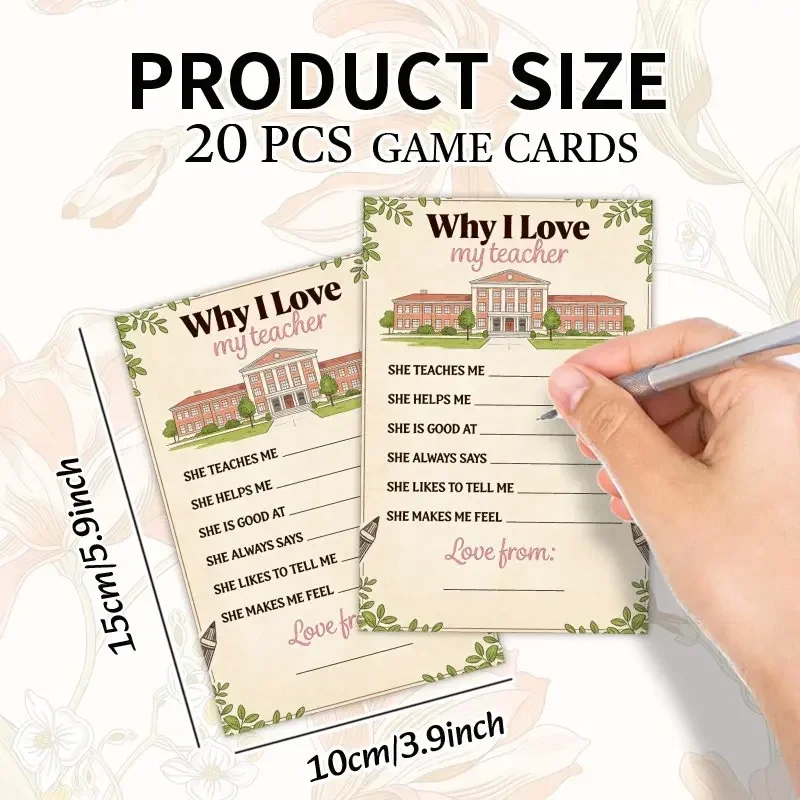 20pcs Teacher's Day Thank-you Cards, Suitable for Parties, Friend and Classmate Gatherings, Decoration and Gift Giving
