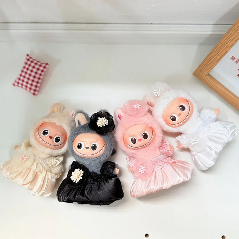 

4th Gen Mini LABUBU Doll Outfit Pin For Love Series Wedding Replacement Bridal Gown With White /Red Rose Tulle Skirt