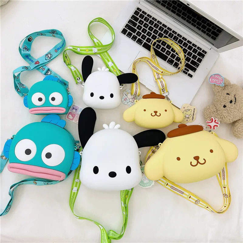 Sanrio-Bolsa de teléfono de silicona para niños o amigos, pudín de dibujos animados, perro, perro, chica, cruzado, regalos