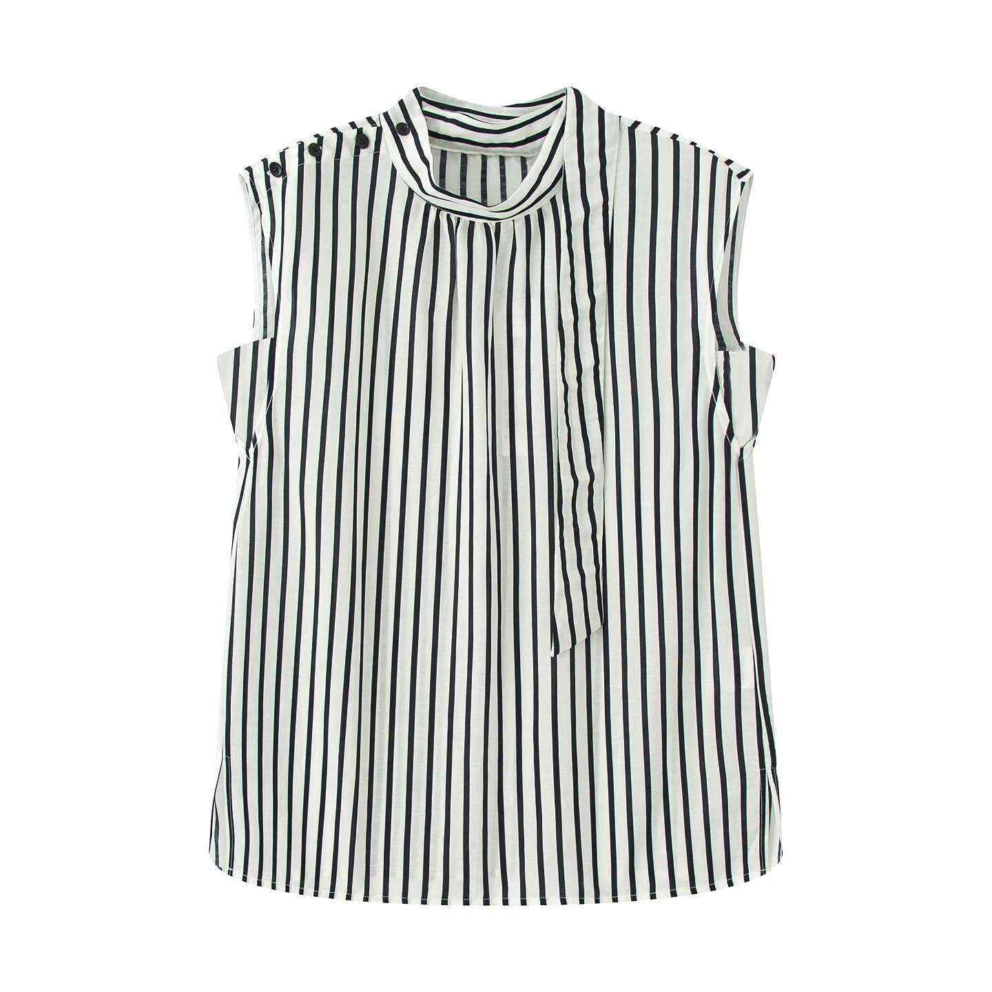 

Ainoswanjing Summer 2025 Women's Stripe irt round Ne Svel Top Versatile Commute Sle Loose Fit Thin Material