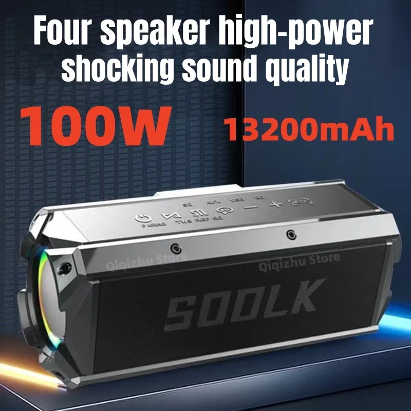 

Caixa De Som Bluetooth SODLK T200 100W Wireless RGB Lightweight Portable 10400mAh Speaker High Fidelity Dual Diaphragm Deep Bass