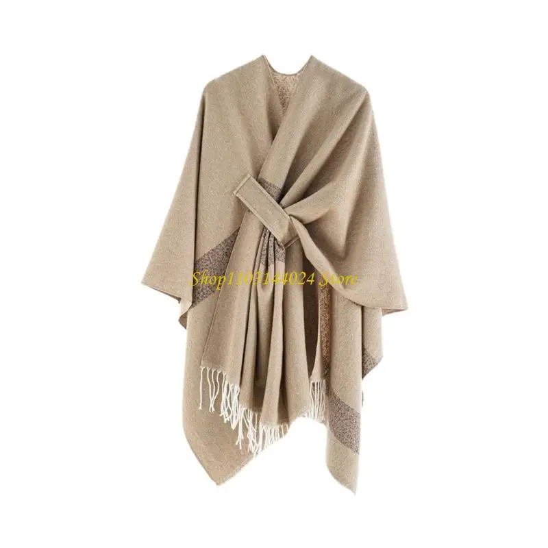 N5KE Travel Friendly Shawl Trendy Shawl Double Sided Color Blocked Shawl for Daily Wear Travel Essential