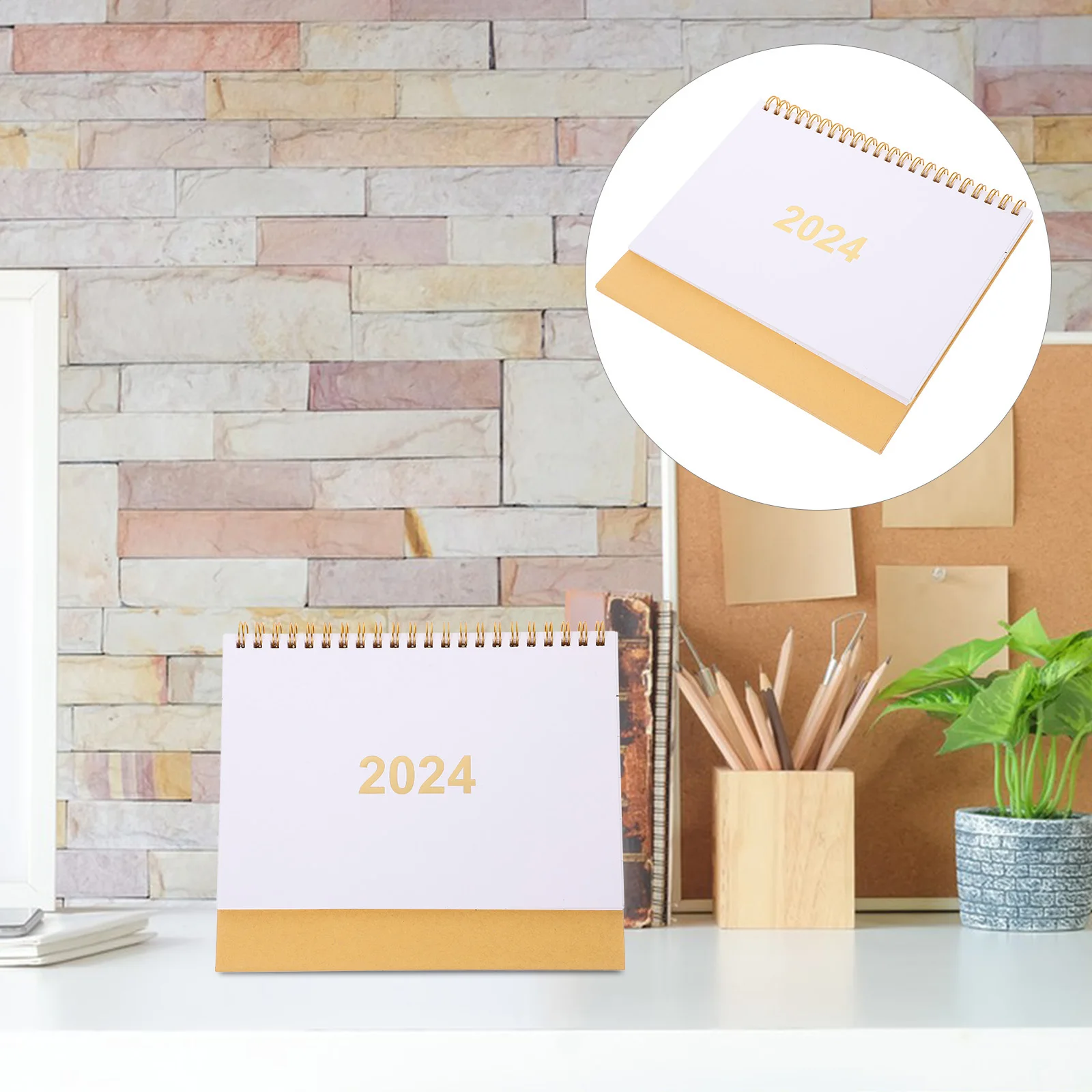 1 قطعة مكتب الحد الأدنى 2024 الوجه للمنزل مكتب سطح المكتب الدائمة التقويم التخطيط المنزلي المنظم منضدية التقويم #6