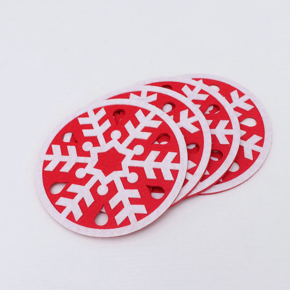 

4pcs Coasters Christmas Tree Shape Cup Felt Coasters Mats Non-Slip Heat Resistant Absorbent Round Table Pad Green