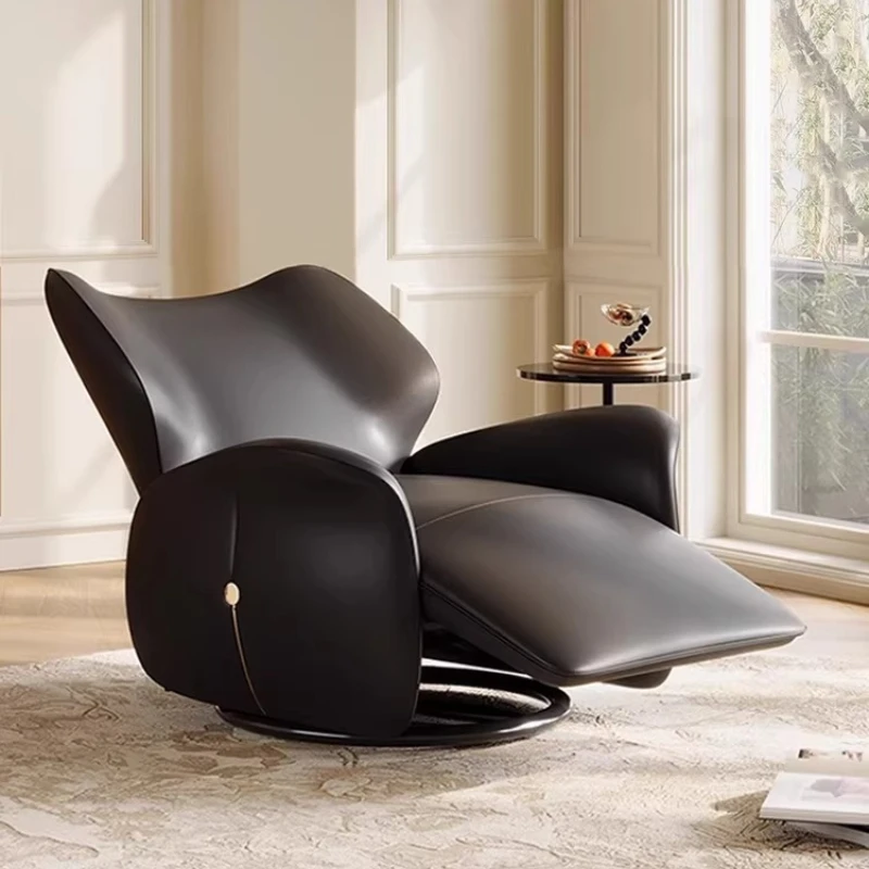 Electric sofa chair living room smart rocking chair rotating recliner function single leisure chair leather black lazy sofa