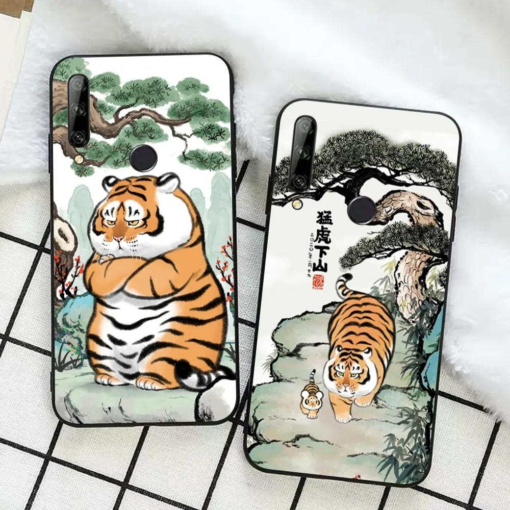 Cartoon Fat Tiger Phone Case For Huawei Honor 10 lite 9 20 7A 9X 30 50 60 70 pro plus Soft Silicone Cover