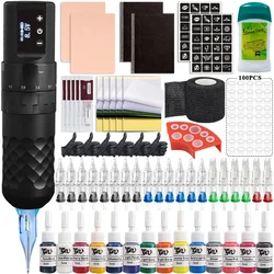 Wireless Tattoo Machine Pen Kit Ratory Tattoo Gun Set With Wireless Tattoo Power Supply For Tattoo Beginner Artist Practice Set