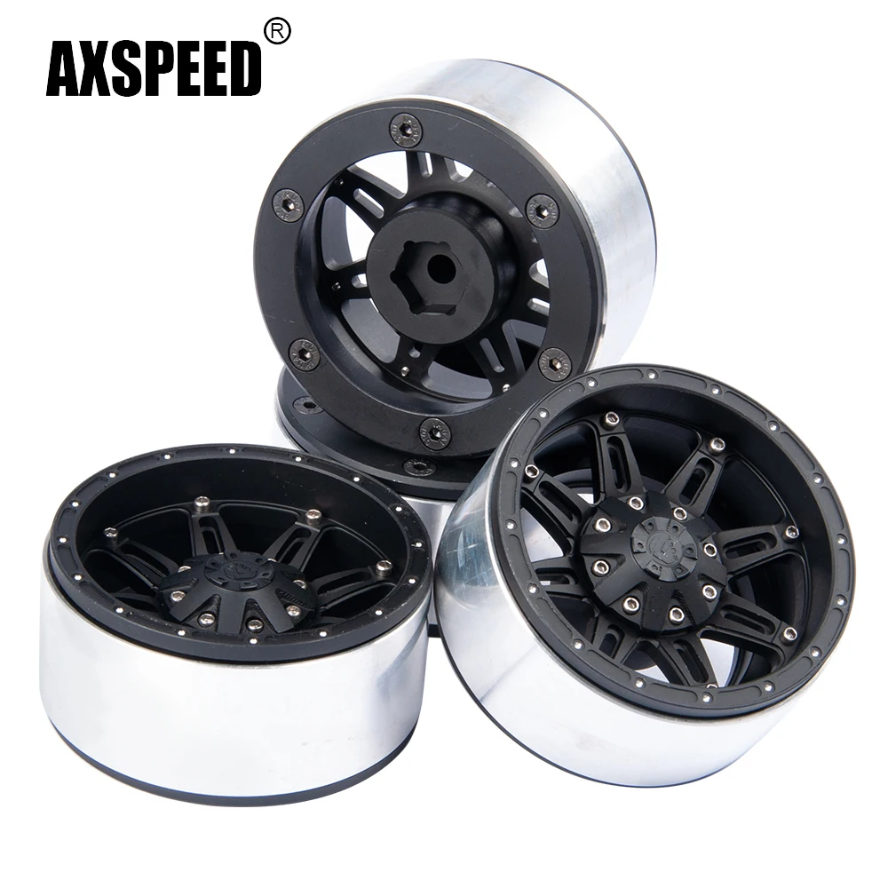 AXSPEED 2.2 inch Aluminum Alloy Beadlock Wheel Rims Hubs for Axial Wraith TRX-4 1/10 RC Crawler Car Truck Model Upgrade Parts