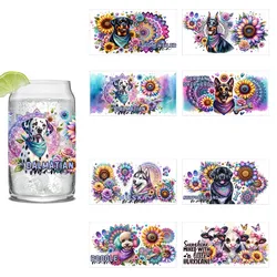Cute Dog Series easy peel waterproof DIY Decals Retro Beauty 3D transfers uvdtf crystal sticker 16oz uv dtf cup wraps