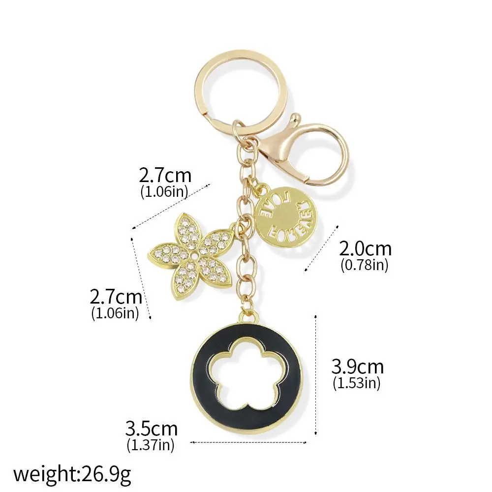 Flower Clover Keychain Pendants letter Love Forever Rhinestone Pendant KeyRings For Women Purse Backpack Exquisite Jewelry