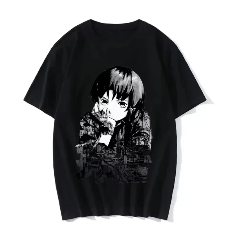 Anime Serial Experiments Lain T-Shirt Men Women Graphic T Shirts Unisex Iwakura Manga Girl Sci Fi Short Sleeve Tee Tops