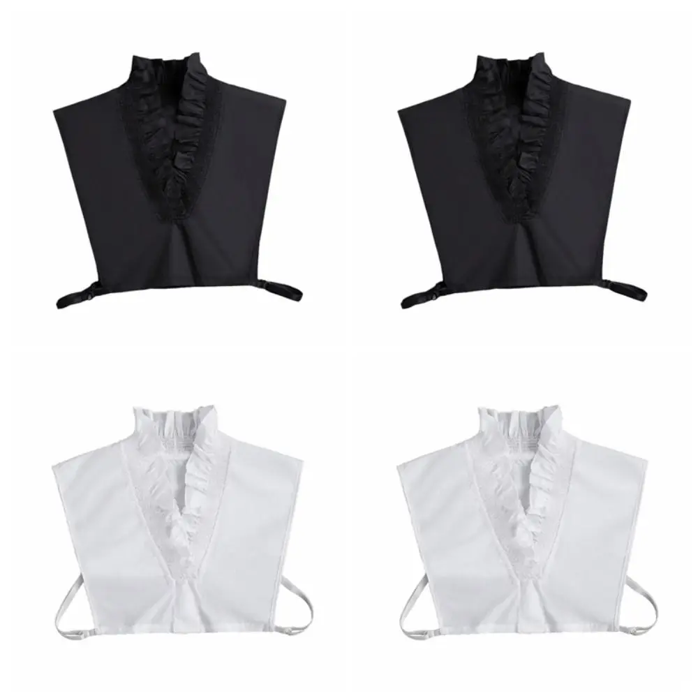 Sweet Removable Fake Collar Cotton Material Solid Color Detachable V-neck Shirt Collar Wrinkled Ruffles Petal Shape False Collar