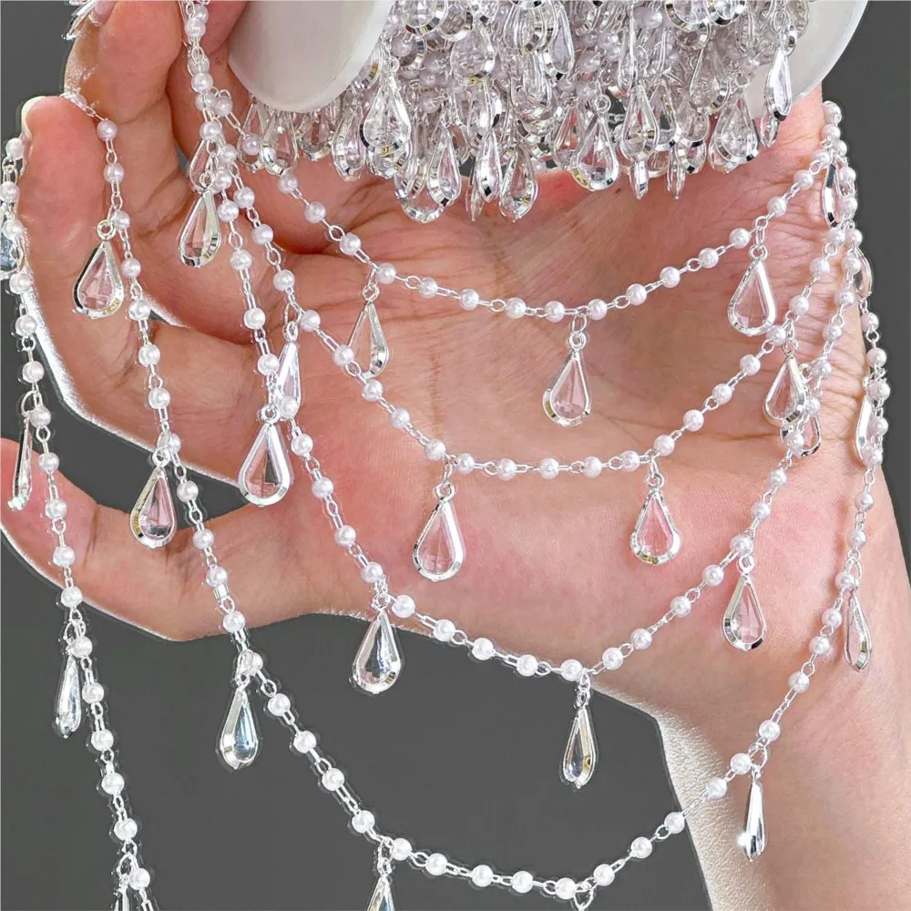 0.5meter/1meter Crystal Waterdrop Charms Link Chain for Jewelry Making Necklace Ankle Bracelet Jewelry Findings DIY Craft Chain