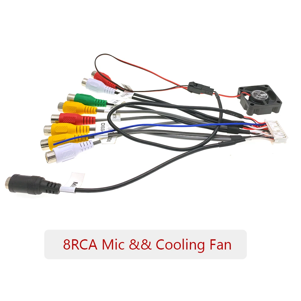 Cooling Fan 20Pin Car Radio Stereo RCA Wiring Harness Cable For Android Multimedia Player Head Unit Computer Machine Accessories