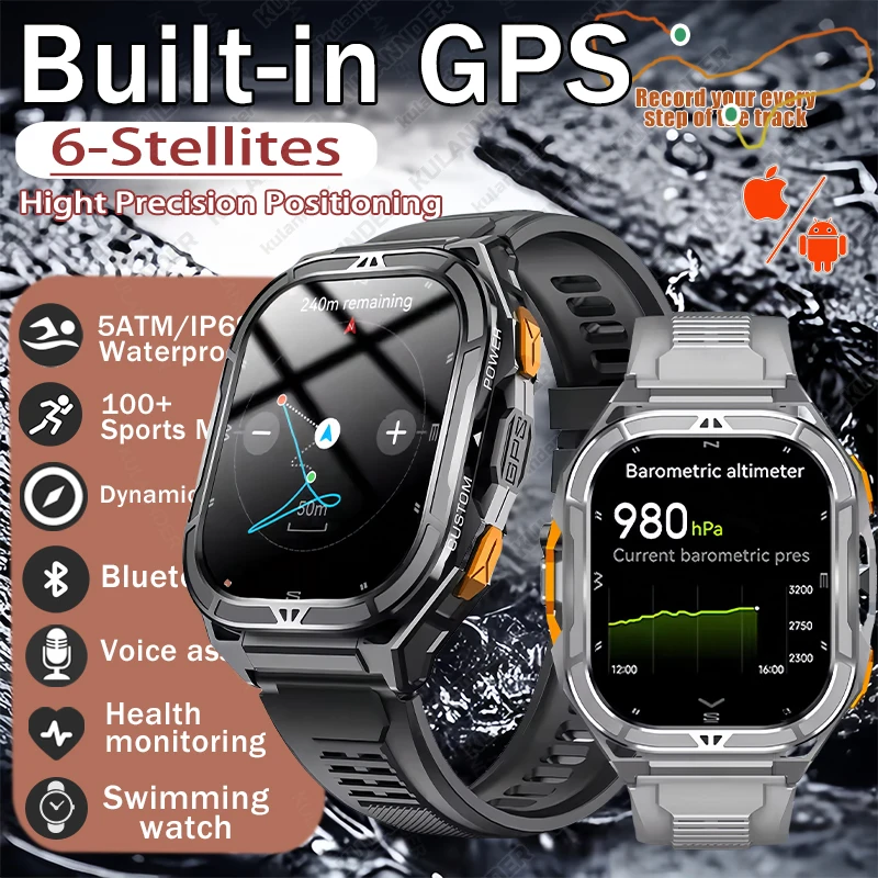 

X5 Dual-band GPS Sports Smart Watch Men 1.96 Inch AMOLED Compass 5ATM Waterproof Health Monitoring Outdoor Military Smartwatch