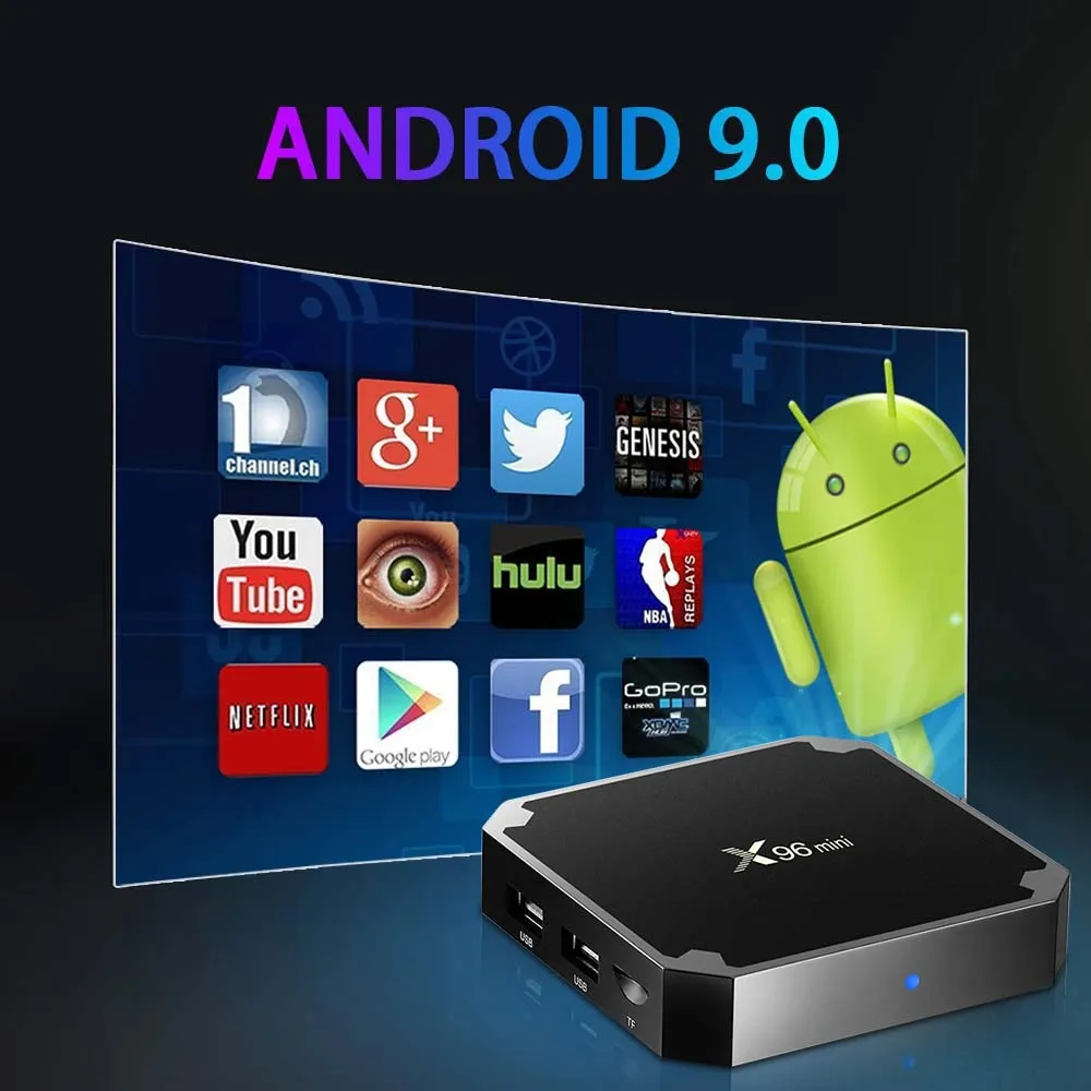 Original X96Mini Android 9.0 GPU Mali-450 1GB 8GB Smart TV Box 2.4G Wifi Google 4K HDR Multi-language Streaming Media Player