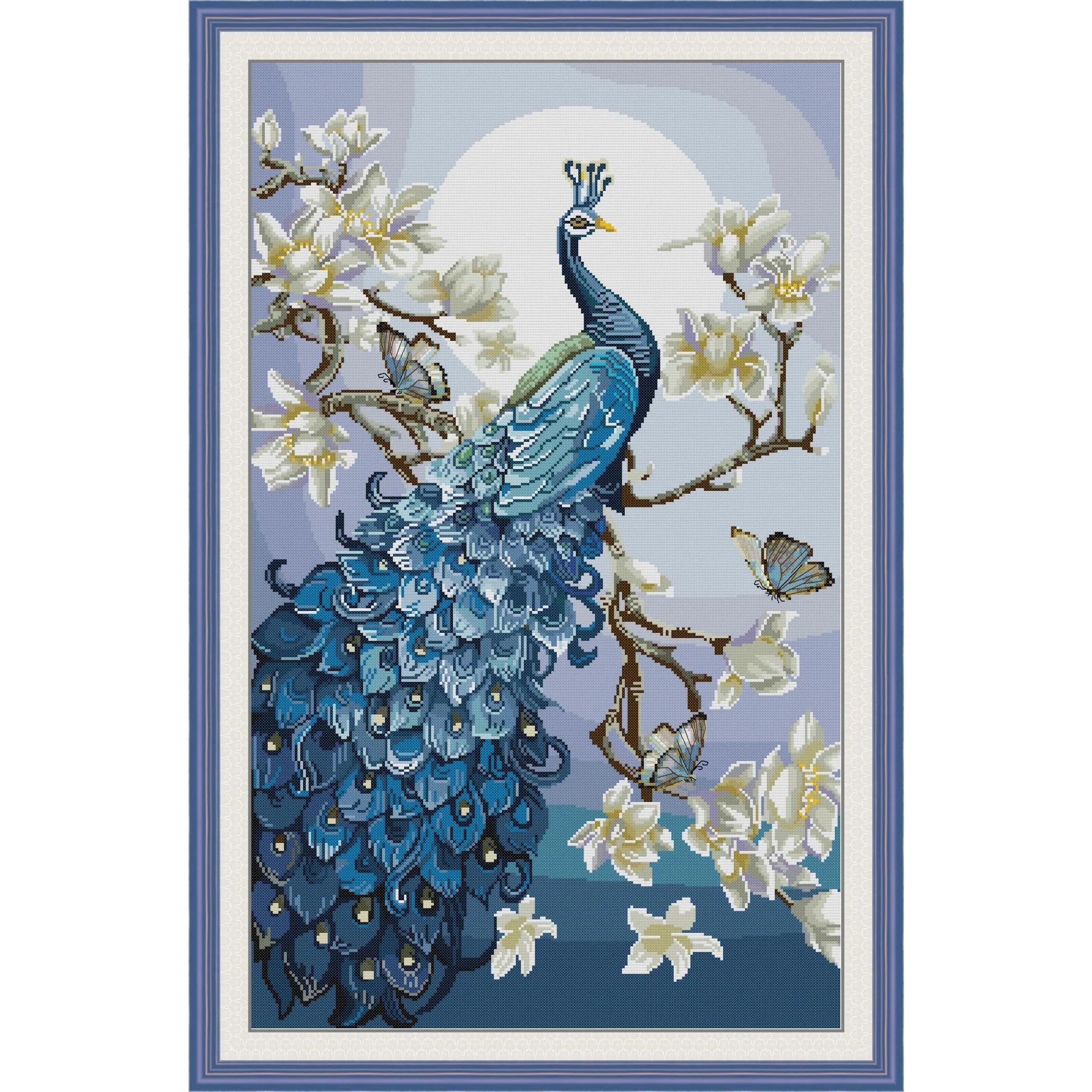 

Joy Sunday Набор для вышивки крестом с предварительной печатью DIY Easy Pattern Aida 14/11CT Набор для вышивки из штампованной ткани-Павлин