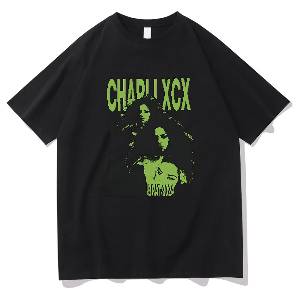 Cotton Women/Men Clothes Charli XCX Brat 2024 Album Graphic Tee-shirt Ropa Mujer Streetwear Camisetas Print Tee Casual Girls Top