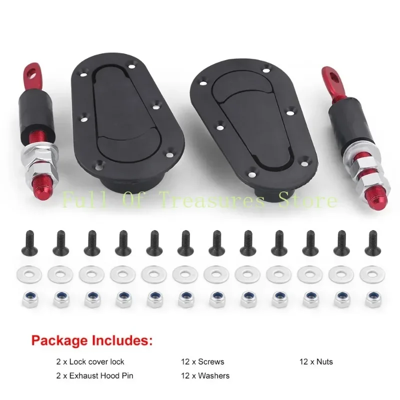 Carbon Fiber Racing Car Quick Release Bonnet Lock Hood Pins Latch without Key Locking Kit