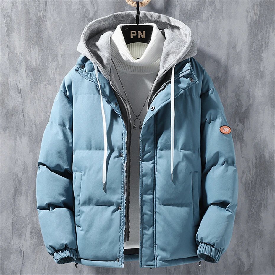 Chaqueta acolchada de Color sólido para hombre, parka con capucha informal, abrigos acolchados de invierno