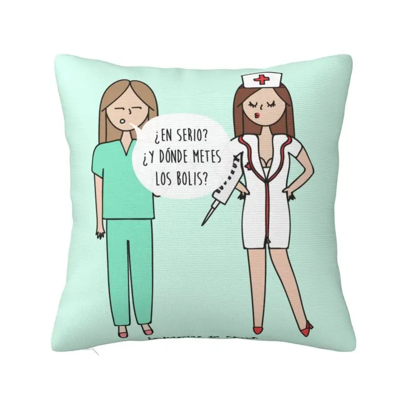 Custom Funny Cartoon Nurse Cushion Cover Health Care Nursing Doctors Velvet Luxury Throw Pillow Case