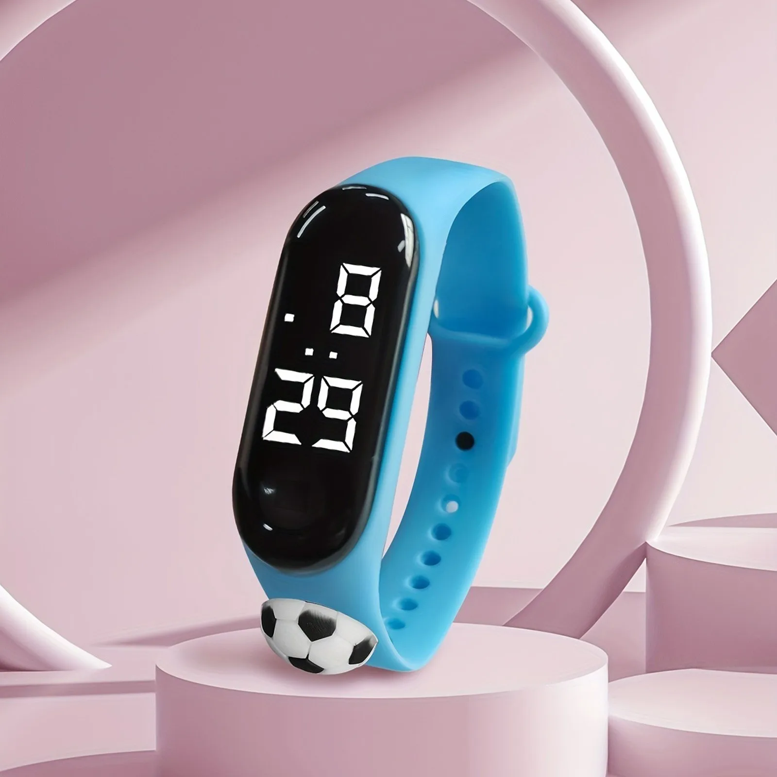 ساعة أطفال نمط جديد كارتون كرة القدم نمط سوار ساعة ذكية تعمل باللمس Led مقاوم للماء ساعة رقمية رياضية هدية عيد ميلاد