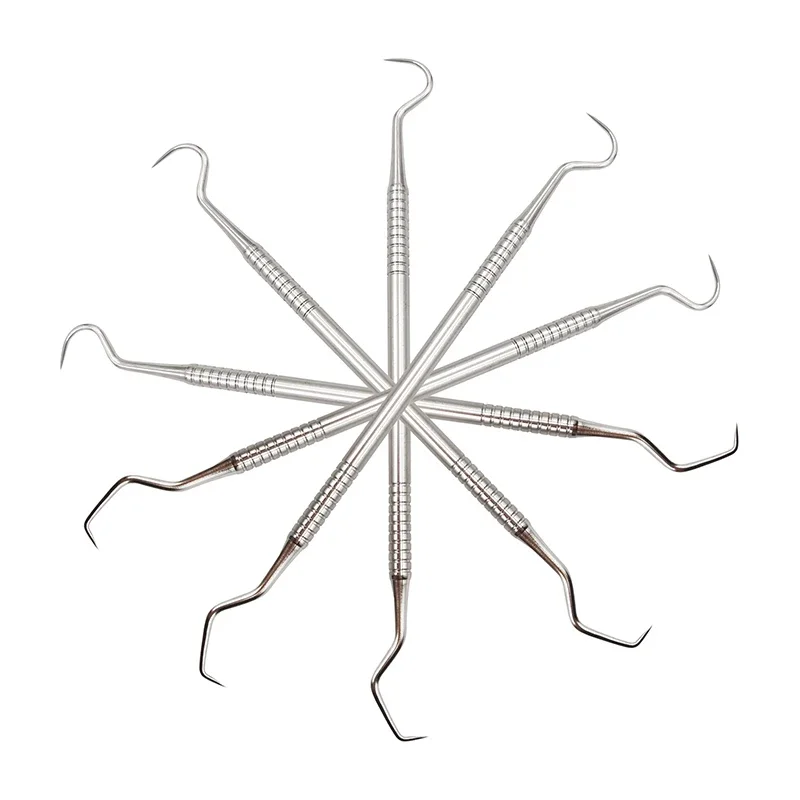 

5 шт. двухсторонние стоматологические зонды из нержавеющей стали с крючком для чистки зубов и гигиены полости рта