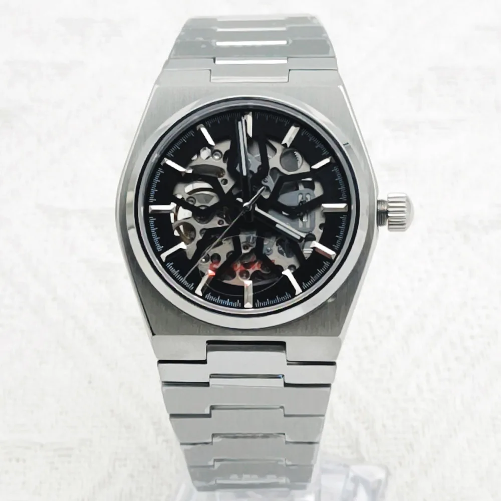 

Fashion 40MM Luminous Men's Waterproof steel Watch skeleton Module Luxury Clock NH70 Movement Automatic Watch Mechanical