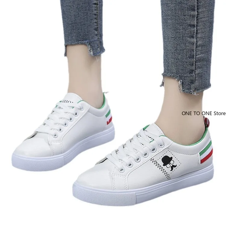 Women Leather Pu Casual Shoes New 2025 Woman Shoes Fashion Embroidered White Sneakers Breathable Flower Lace-Up Women Sneakers