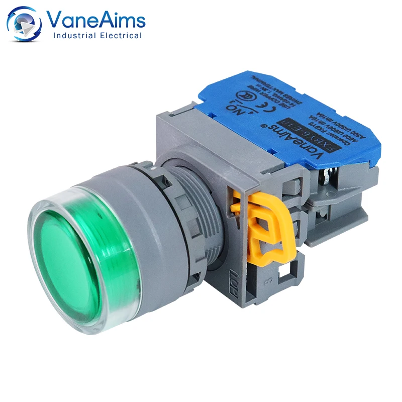 5PCS FXBY6 22mm Plane Head Plastic Switch With LED Illuminated Momentary Latching Push Button Switch 10A 12V 24V 110V 220V