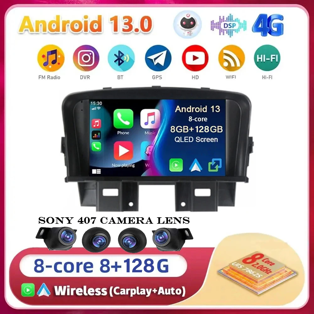 

7" Android 13 Car Radio For Chevrolet Cruze 2008 - 2014 Multimedia Video Player GPS Navigation Built-in Carplay+Auto 360 Camera