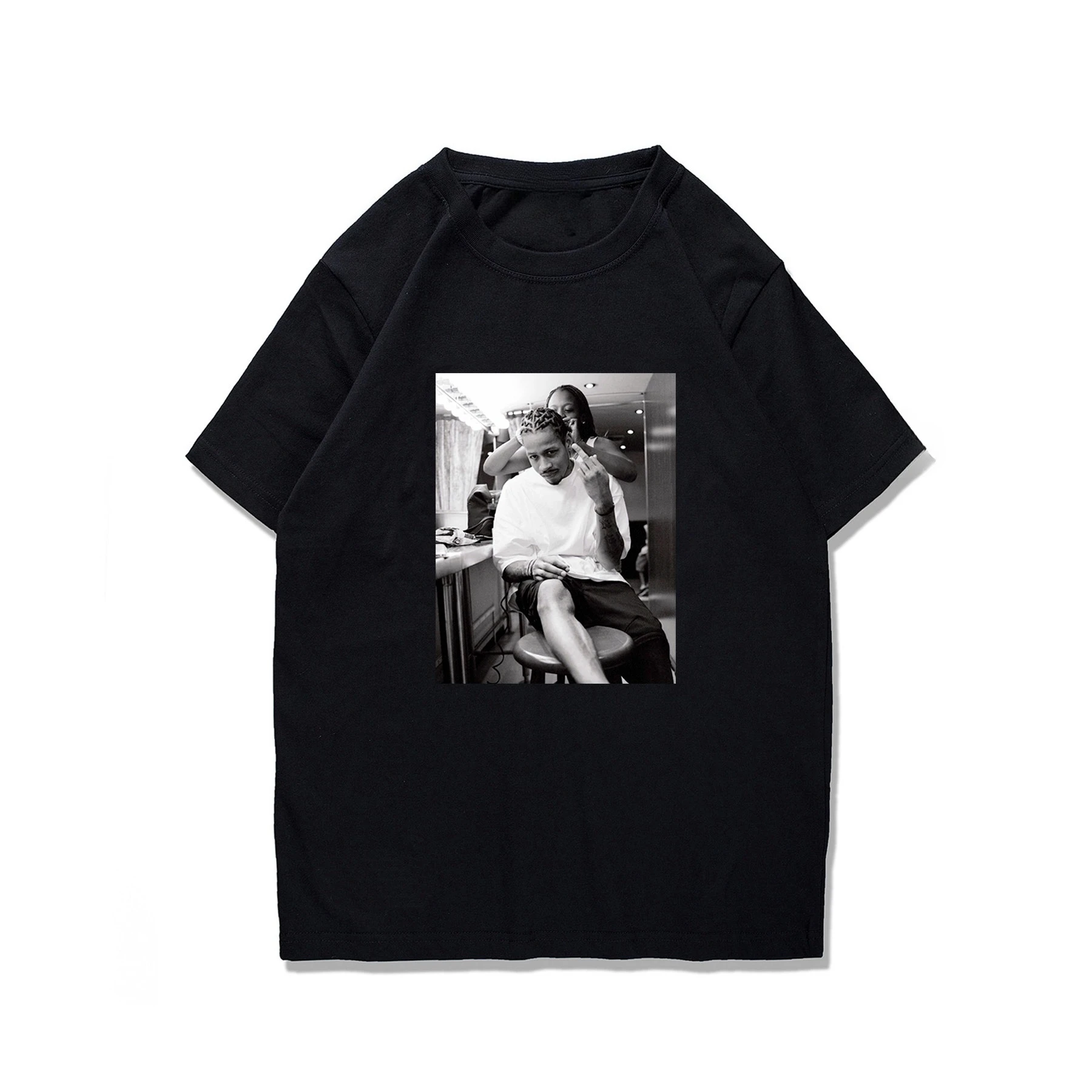 

Trendy Brand 2025 Summer Clothing New Iverson Classic Old Photo Printing Pure Cotton Short-sleeved T-shirt Loose Men's Clothing