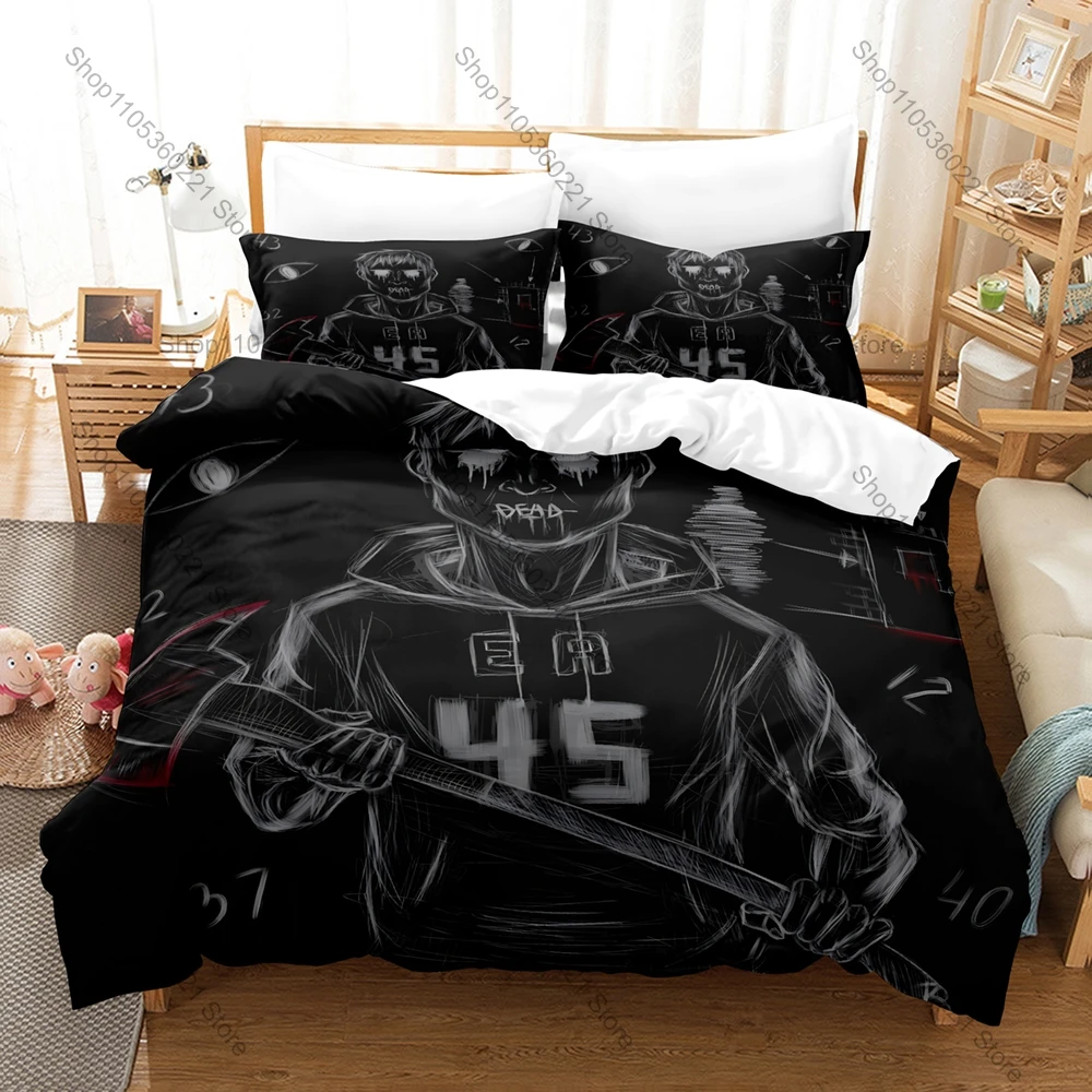 

Personality Scary Afraid of Monsters Bedding New Duvet Cover Pillowcases Soft Comfortable Bed Set for Gamer Room Horror Fans Gif