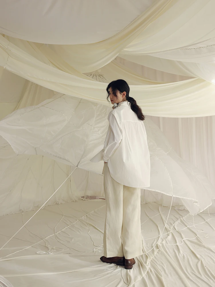 MOLIFUSU オリジナル ハイウエスト ワイドレッグ 竹結び ウェッドリネンパンツ レトロ スタイル レディース ビジネス カジュアル トラウザーズ