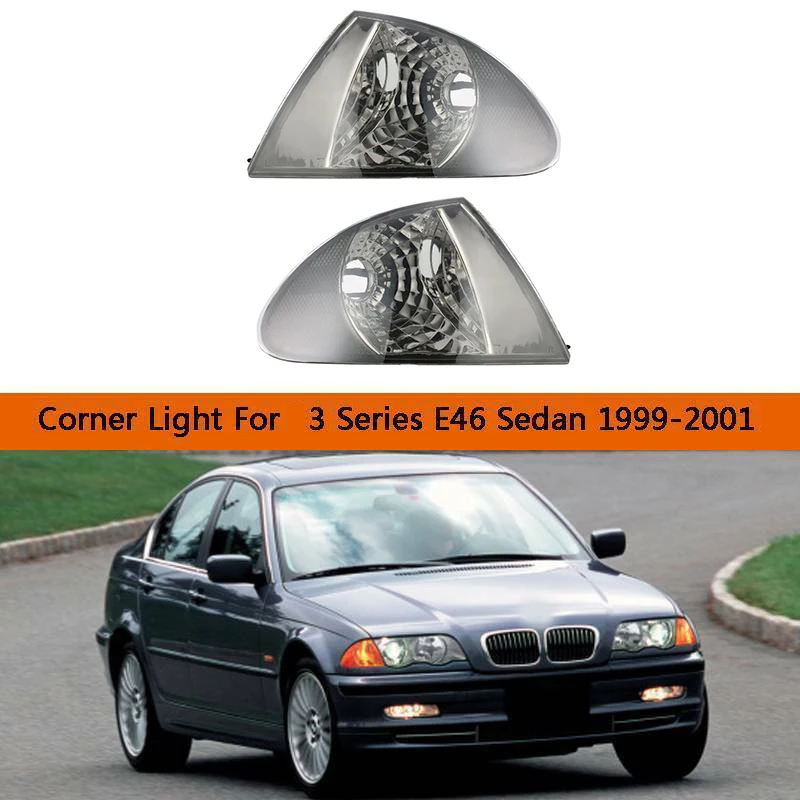 Smoke Park Signal Corner Marker Lights Lamps Lenses For-BMW 3 Series E46 1999-2001 Sedan Wagon 63136902765